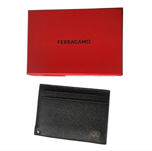 FERREGAMO Double Gancini Revival Leather Wallet Card Case - Picture 5 of 6